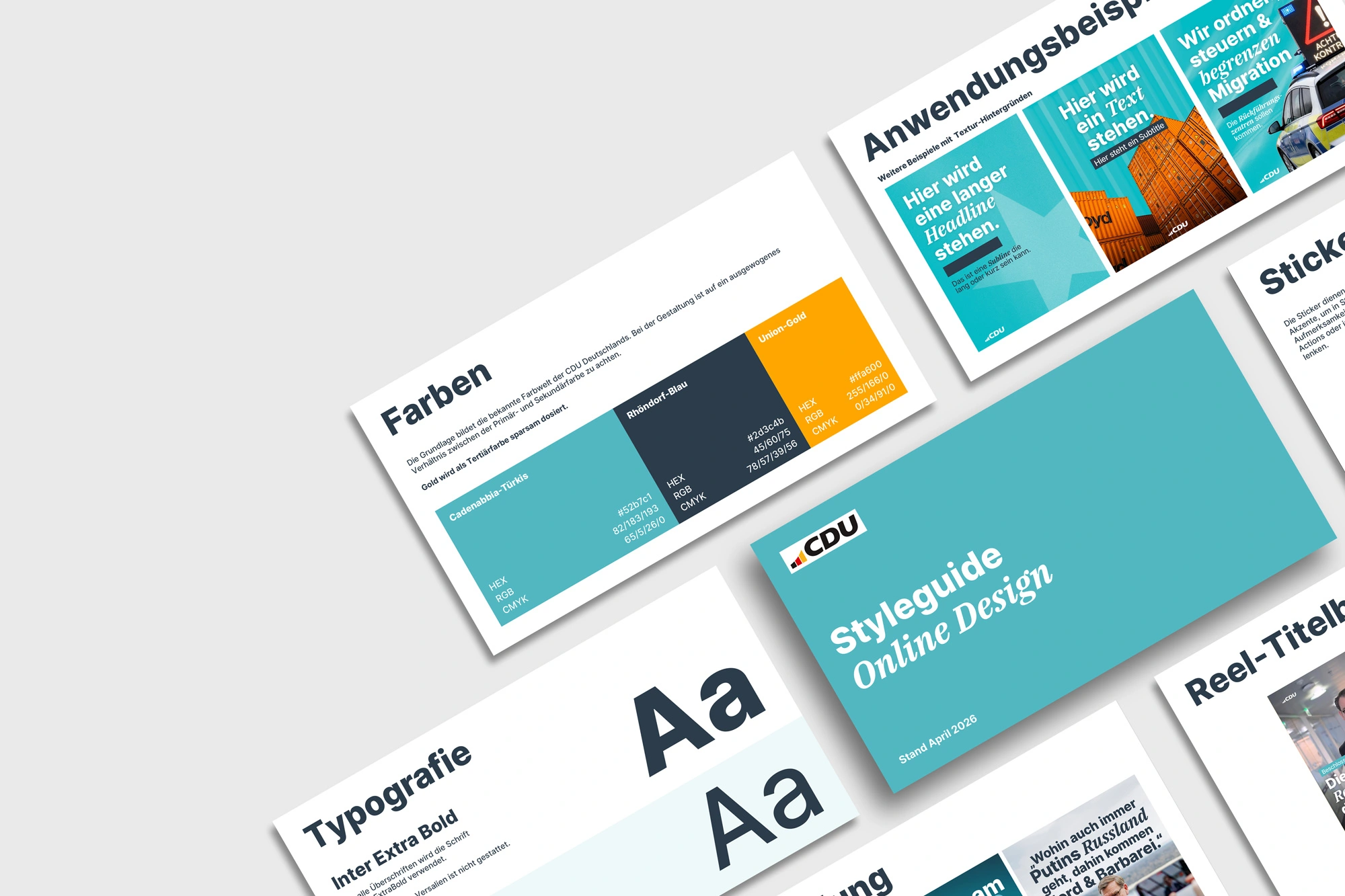 Styleguide Online Design der CDU Deutschlands – Farben, Typografie und Anwendungsbeispiele