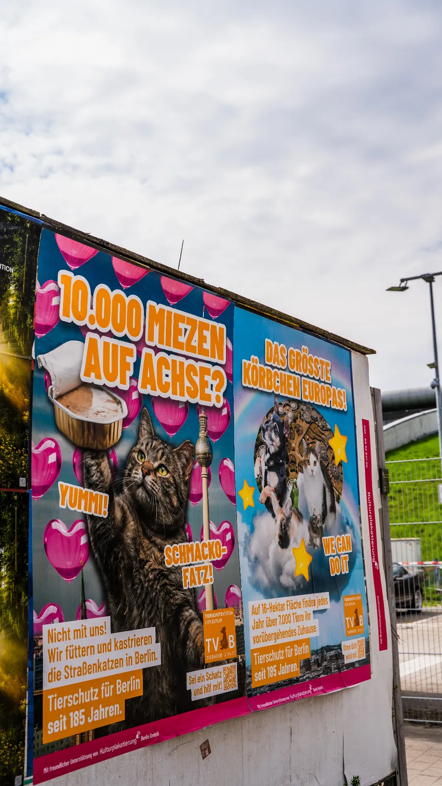 Doppelplakat der Jubiläumskampagne '185 Jahre Tierschutz für Berlin'